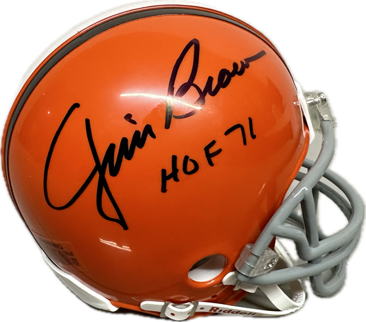 Jim Brown "HOF 71" Cleveland Orange Signed Mini Football Helmet (JSA)