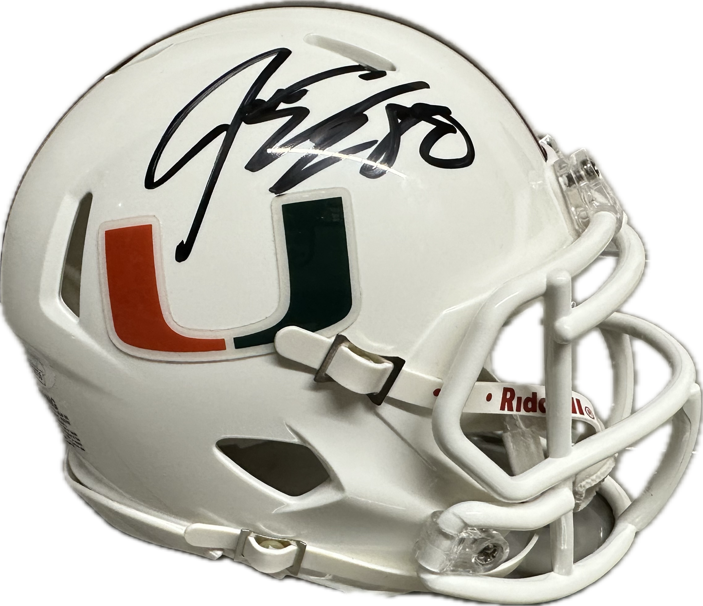 Jeremy Shockey Univ. Miami White  Signed Mini Football Helmet (JSA)