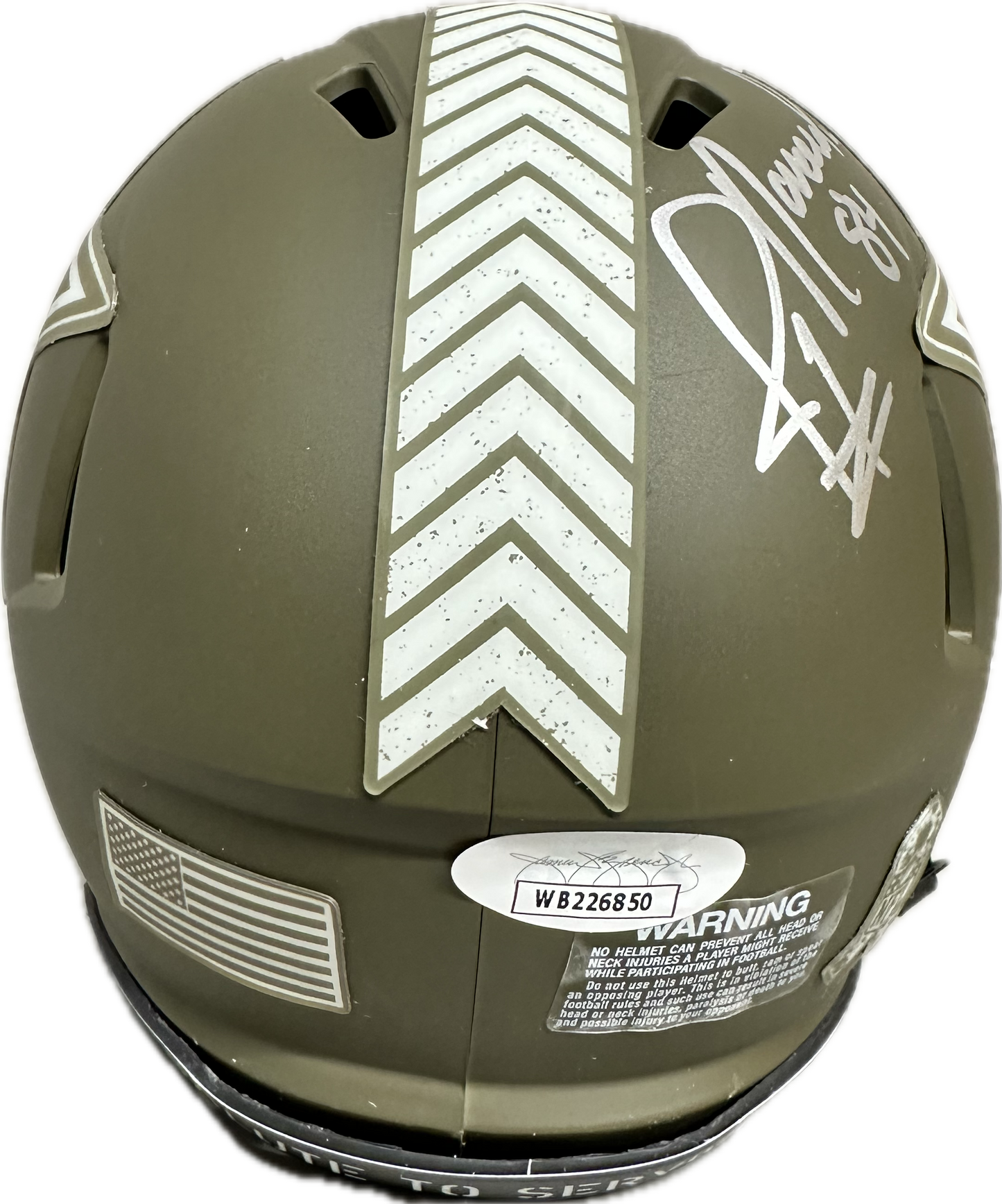 Jay Novacek Dallas Salute To Service Signed Mini Football Helmet (JSA/PIA)