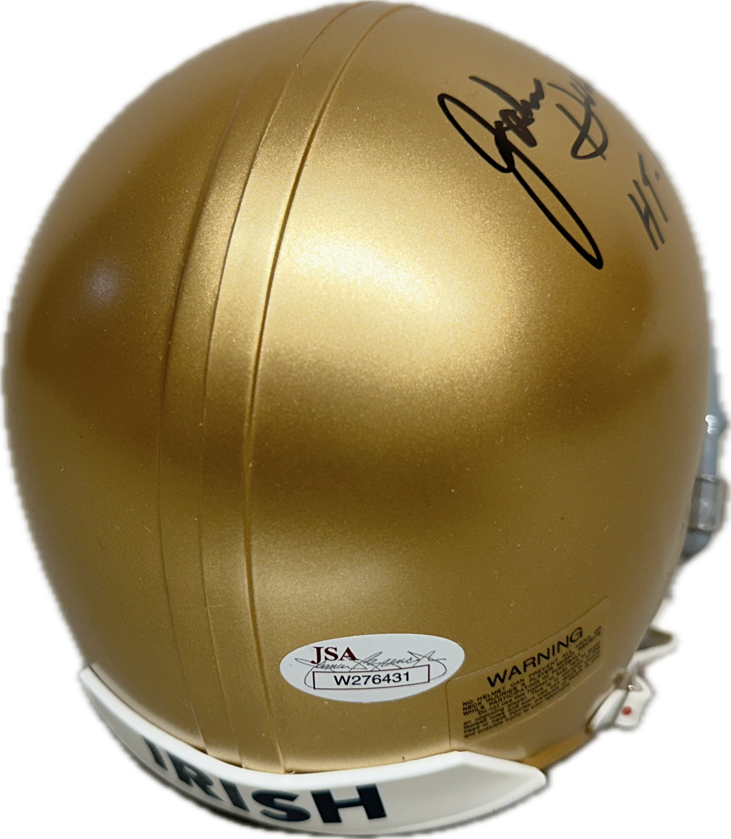 John Huarte Notre Dame Gold Signed Mini Football Helmet (JSA)