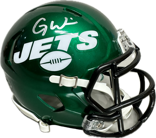 Garrett Wilson Signed New York Jets Green Signed Mini Football Helmet (JSA)