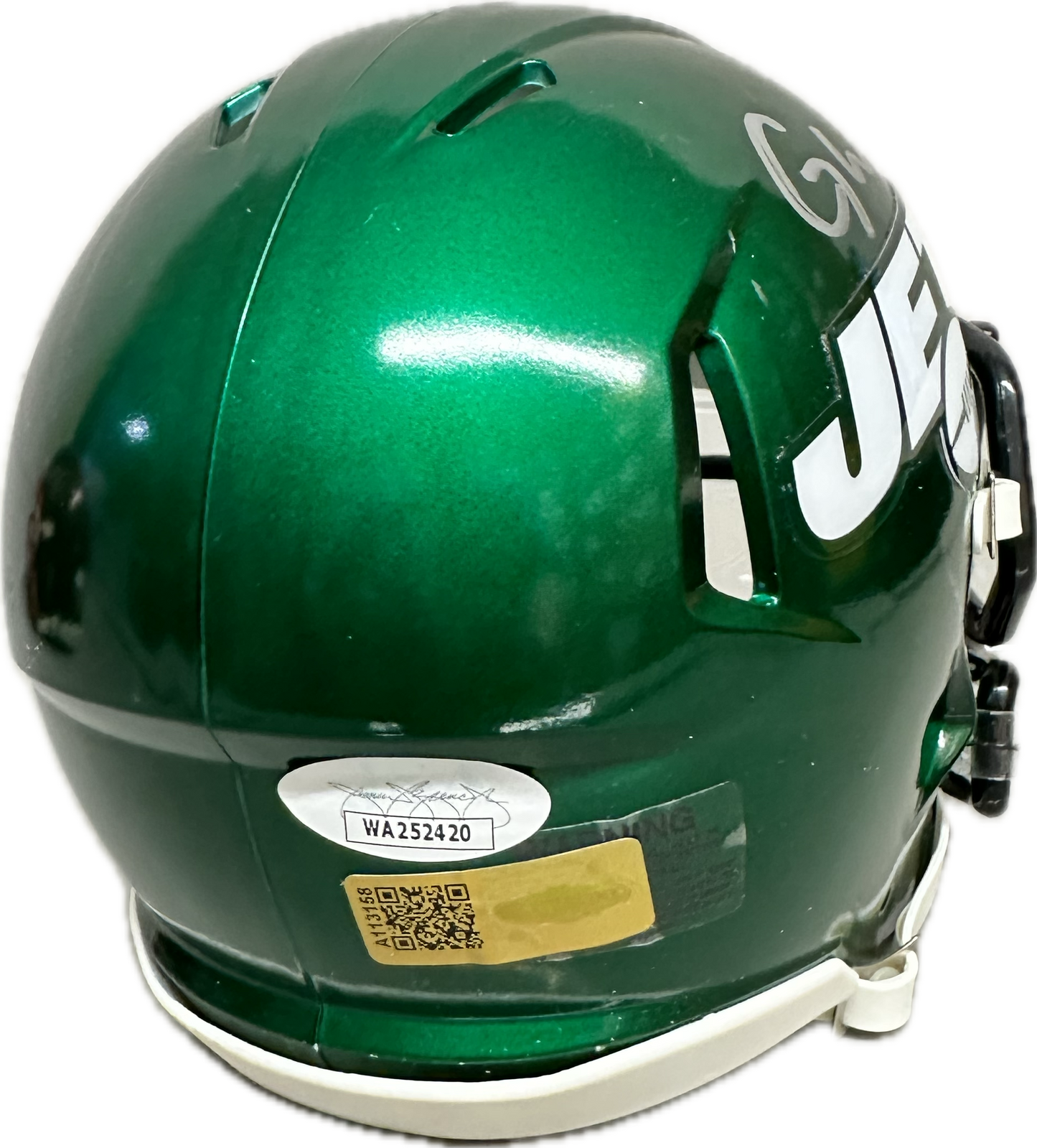 Garrett Wilson Signed New York Jets Green Signed Mini Football Helmet (JSA)