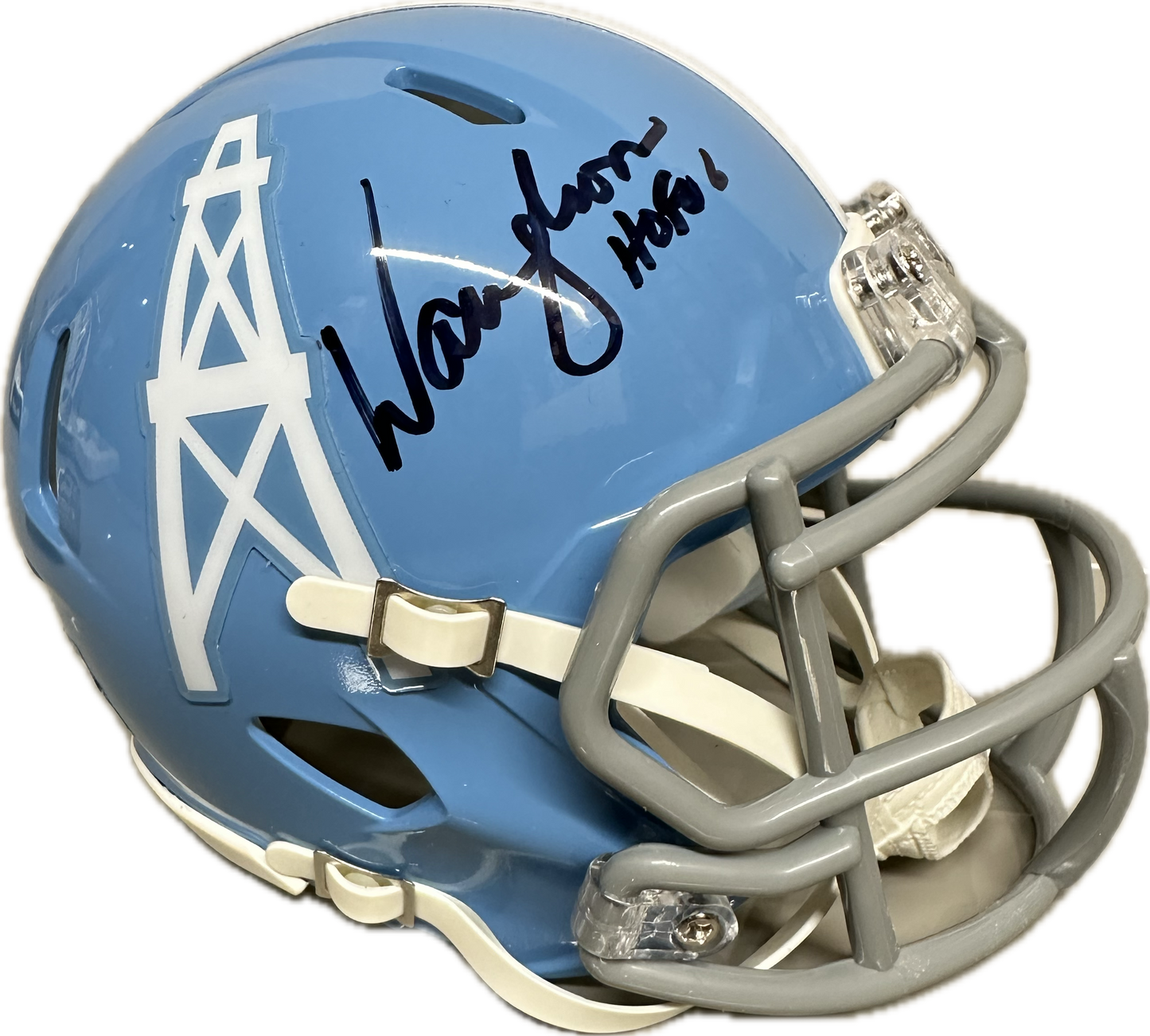 Warren Moon "HOF 06" Inscription Signed Mini Helmet Blue Houston Football Helmet (PIA/JSA)