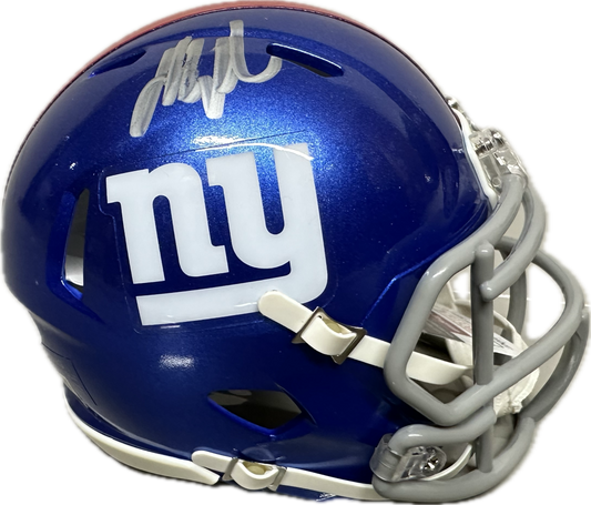Jalin Hyatt New York Blue Signed Mini Football Helmet (PIA/JSA)