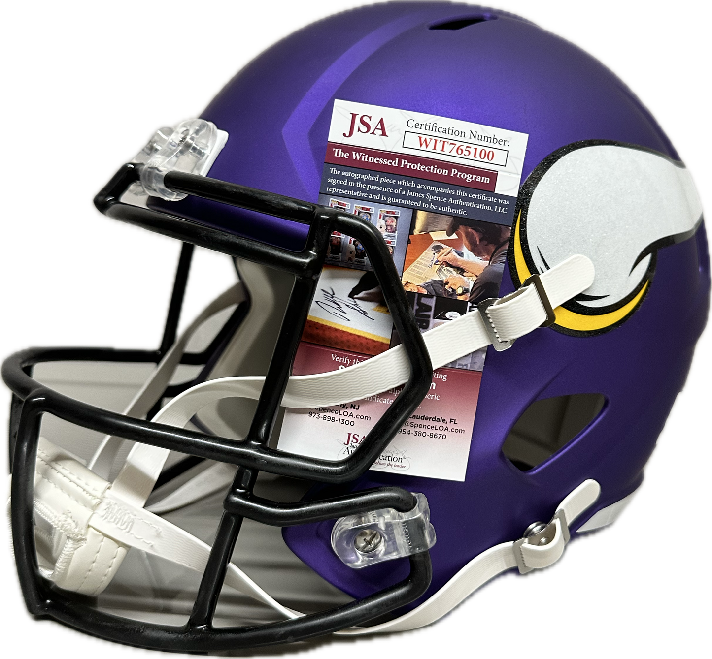 Randy Moss Minnesota Purple Full Size Football Helmet (JSA)