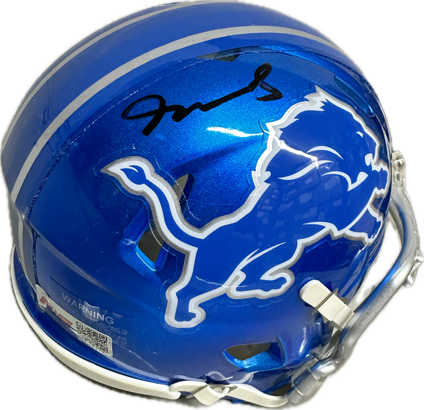 Jameson Williams Detroit Blue Flash Signed Mini Football Helmet (JSA)