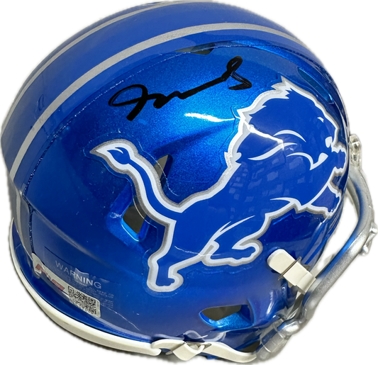 Jameson Williams Detroit Blue Flash Signed Mini Football Helmet (JSA)