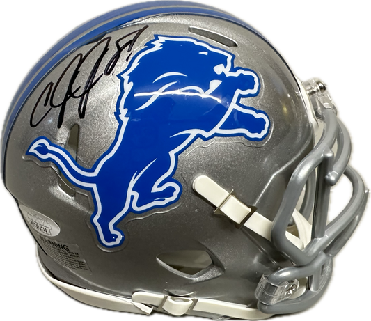 Calvin Johnson Detroit Grey Signed Mini Football Helmet (JSA)