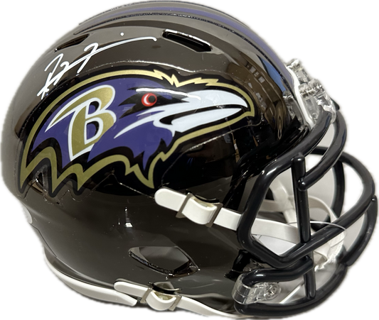 Ray Lewis Baltimore Chrome Signed Mini Football Helmet (JSA)