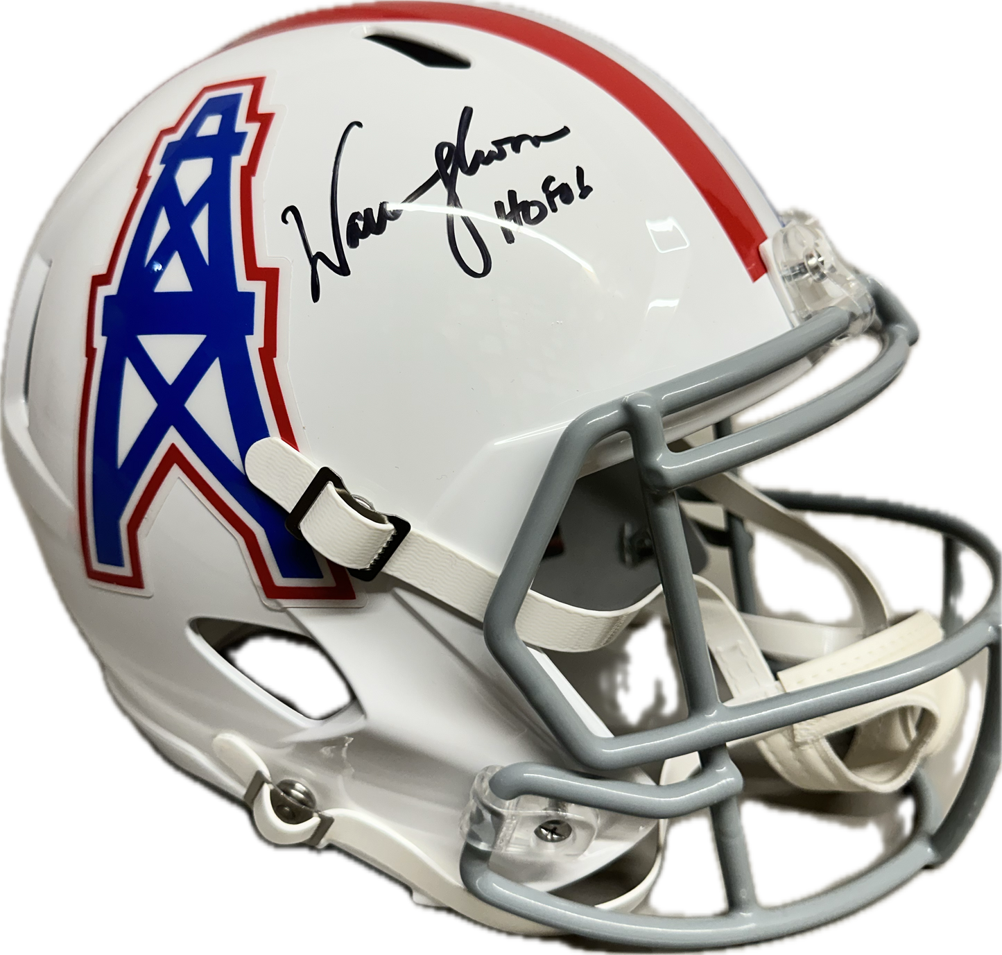 Warren Moon Houston Full Size White Speed Rep Football Helmet (JSA) HOF Hall of Fame
