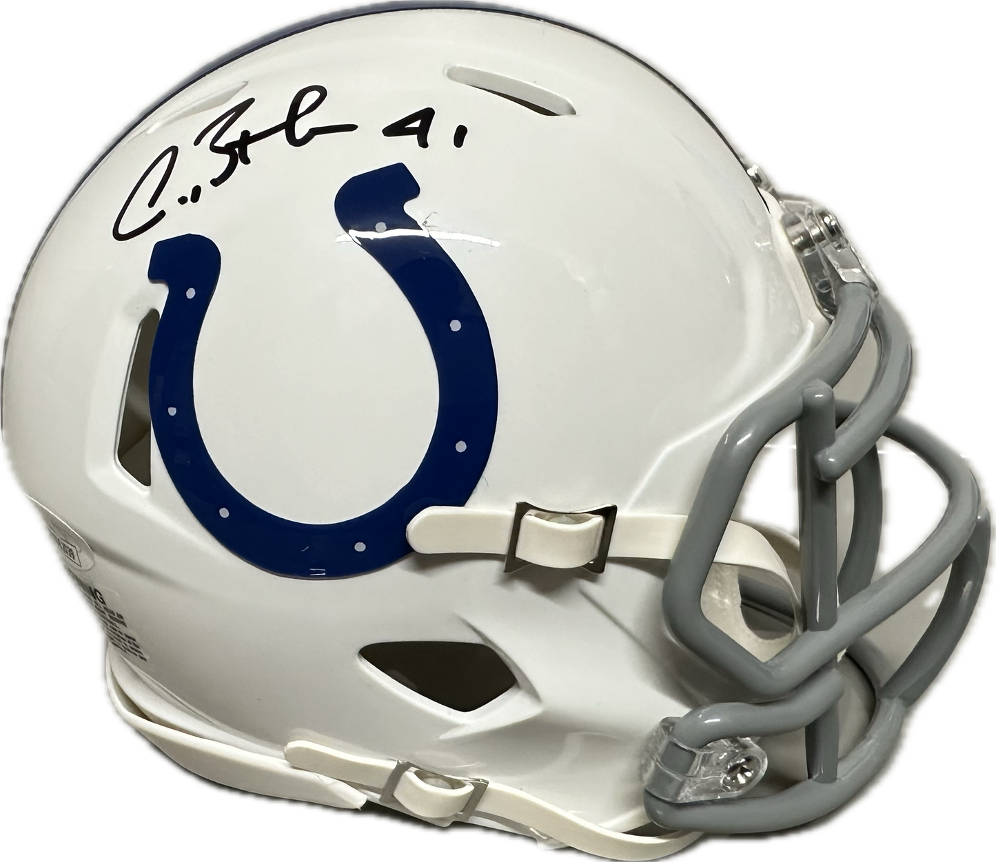 Antoine Bathea Indianapolis White Mini Football Helmet (JSA)