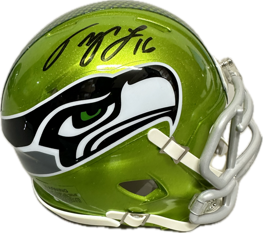 Tyler Lockett Seattle Flash Green Signed Mini Football Helmet (JSA)