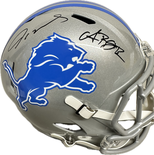 Amon-Ra St. Brown / Jameson Williams Detriot Full Size Grey Speed Rep Football Helmet (JSA)