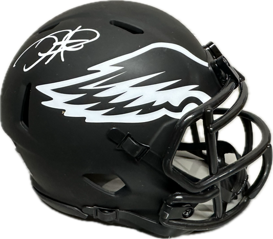 Jalen Hurts Philadelphia Black Eclipse Signed Mini Football Helmet (JSA)
