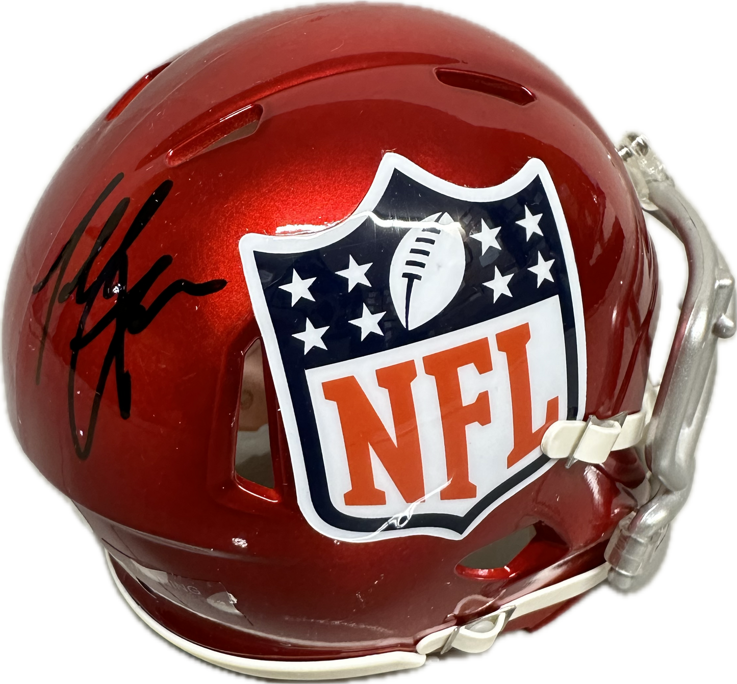 Terrell Suggs National Football League (NFL) Red Signed Mini Football Helmet (JSA)