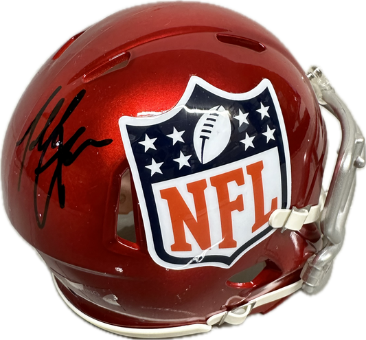 Terrell Suggs National Football League (NFL) Red Signed Mini Football Helmet (JSA)