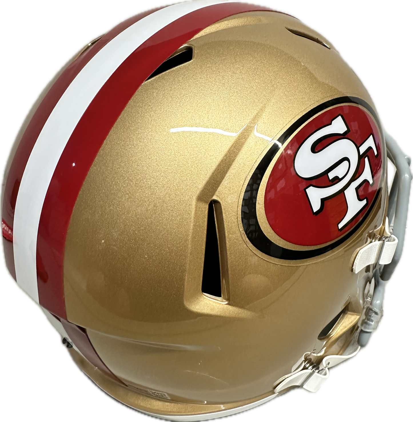 Christian McCaffery San Fransisco Full Size Gold Speed Rep Football Helmet (JSA)