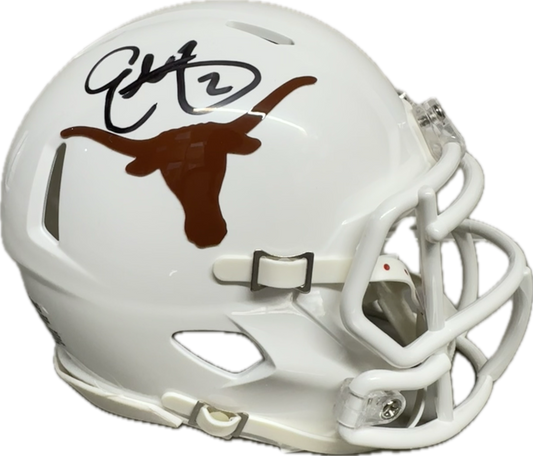 Eric Metcalf Texas White Signed Mini Football Helmet (PIA/JSA)