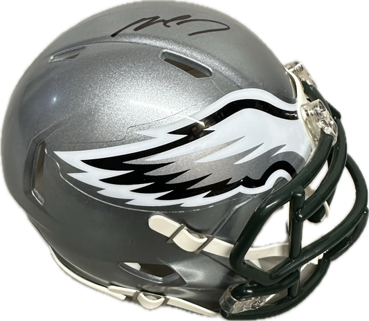 Michael Vick Silver Philadelphia Signed Mini Football Helmet (JSA)