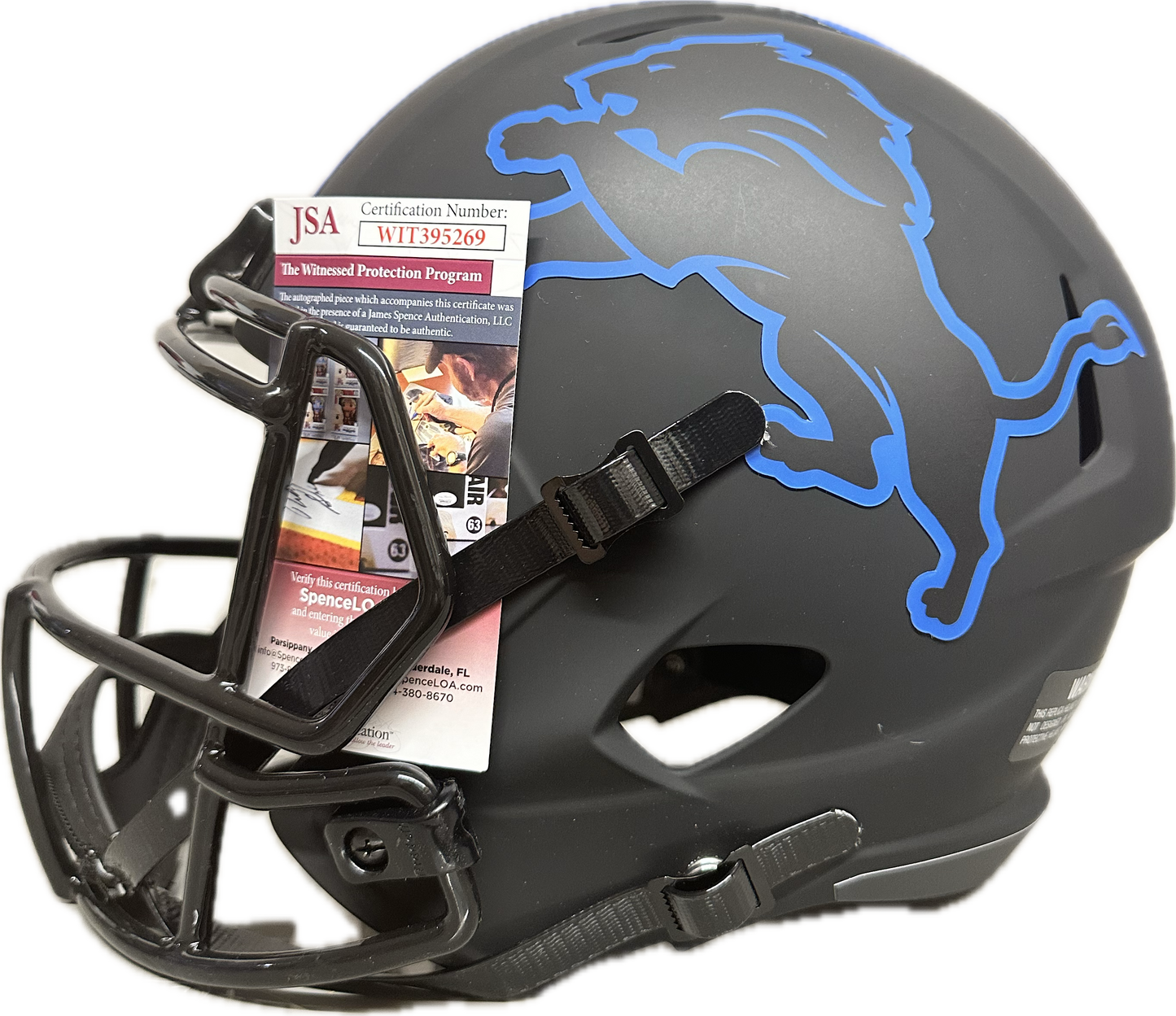 Calvin Johnson "Megatron" Inscription HOF 21 Detriot Full Size Black Speed Rep Football Helmet (JSA)