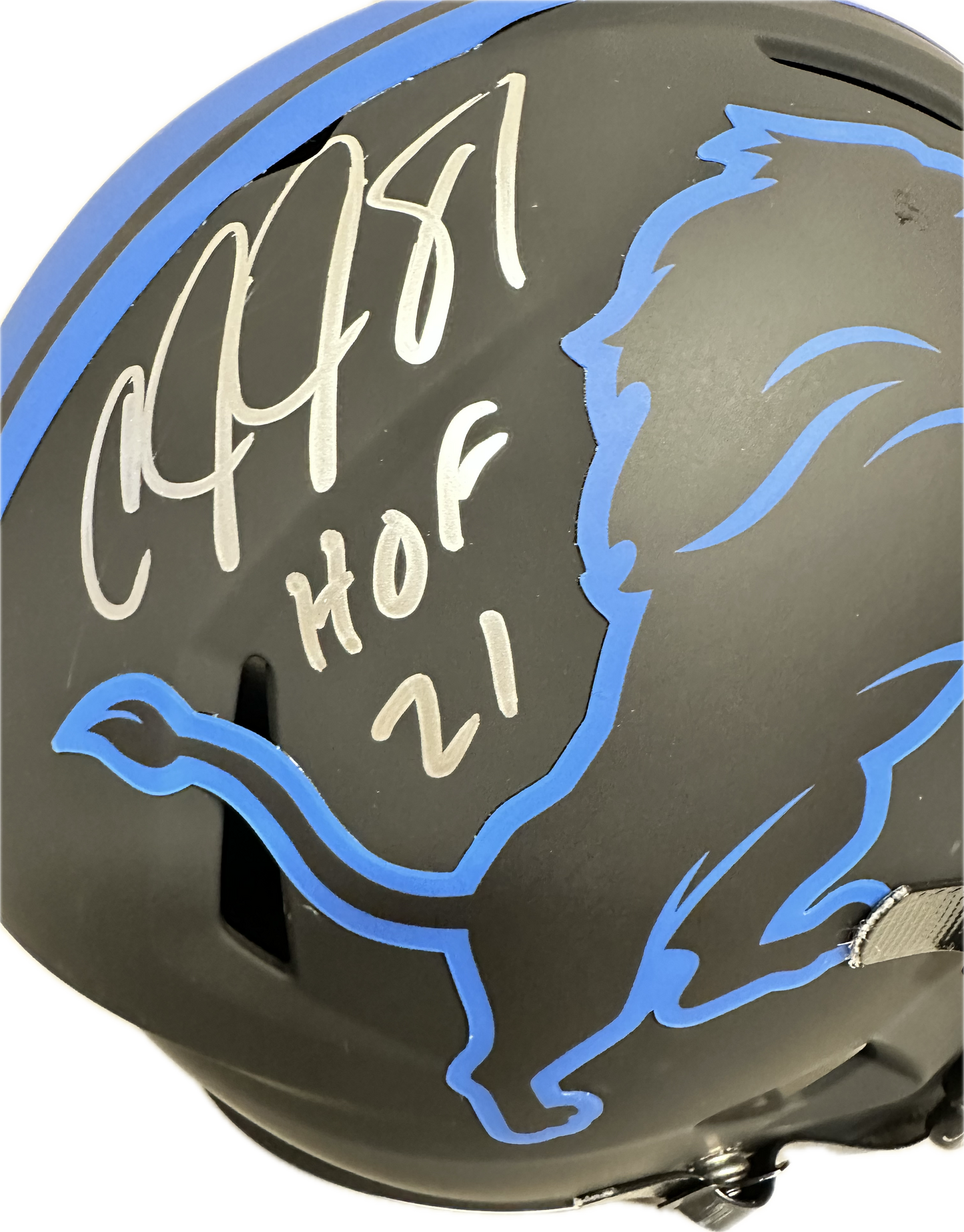 Calvin Johnson "Megatron" Inscription HOF 21 Detriot Full Size Black Speed Rep Football Helmet (JSA)