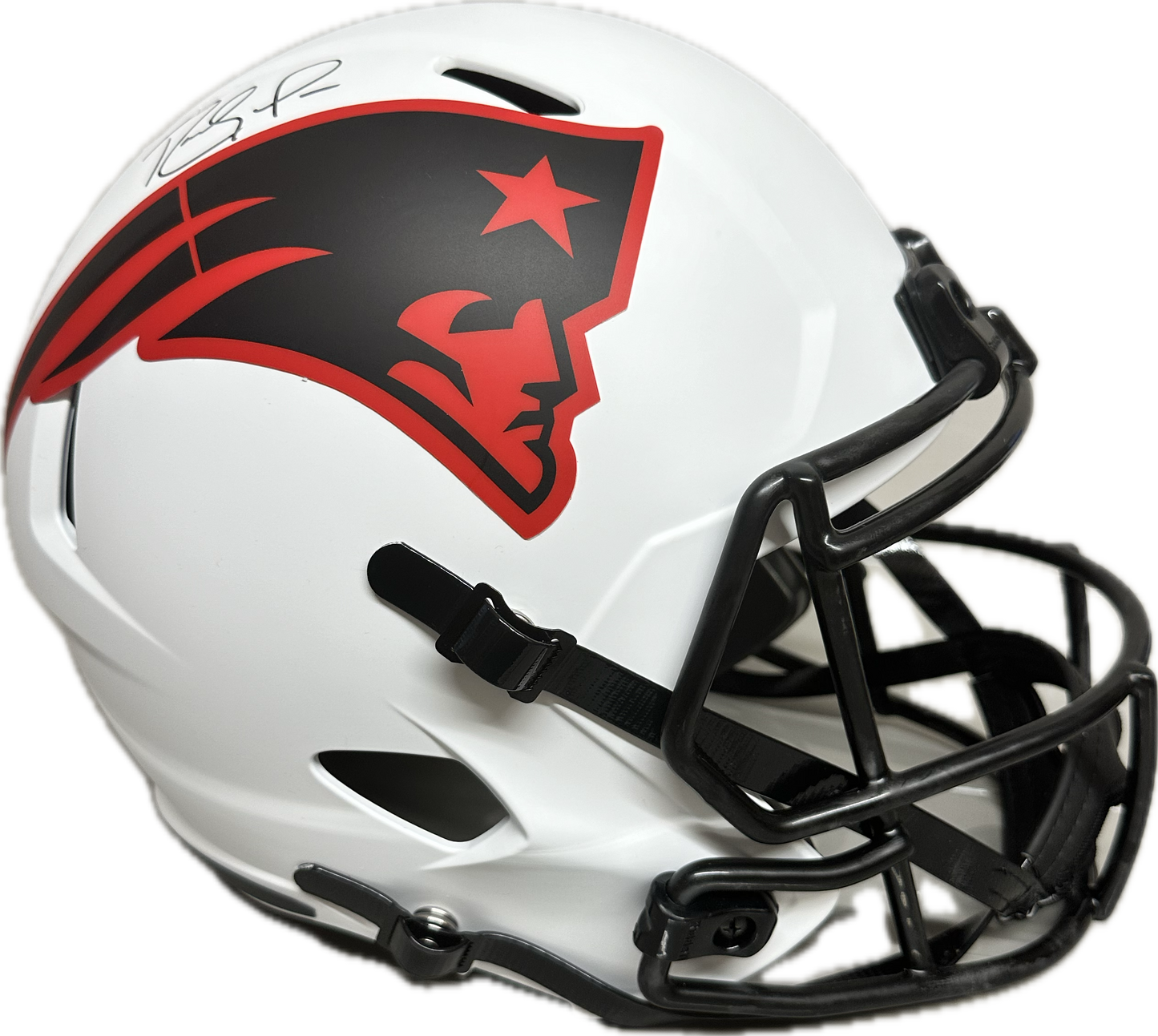 Randy Moss New England Full Size Grey Speed Rep Football Helmet (JSA)