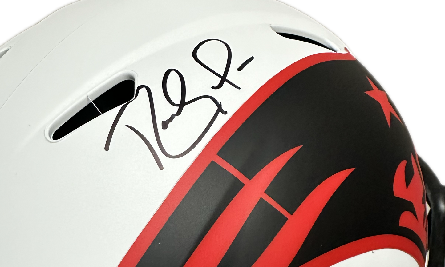 Randy Moss New England Full Size Grey Speed Rep Football Helmet (JSA)