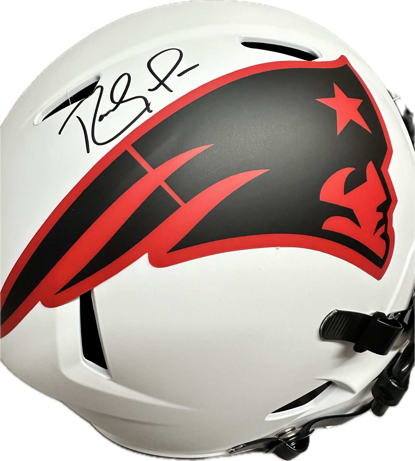 Randy Moss New England Full Size Grey Speed Rep Football Helmet (JSA)