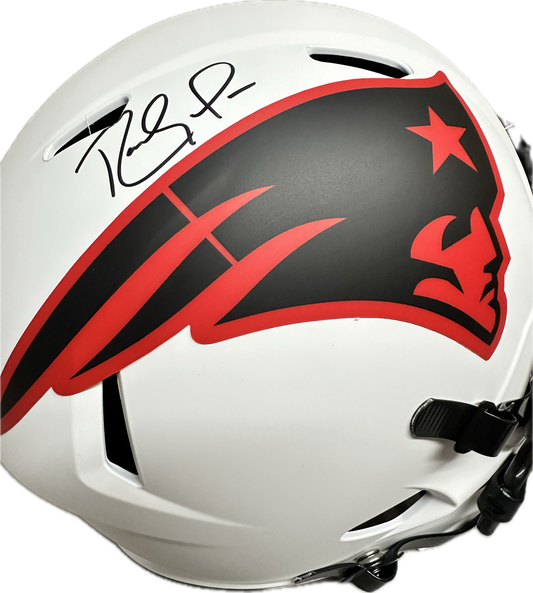 Randy Moss New England Full Size Grey Speed Rep Football Helmet (JSA)