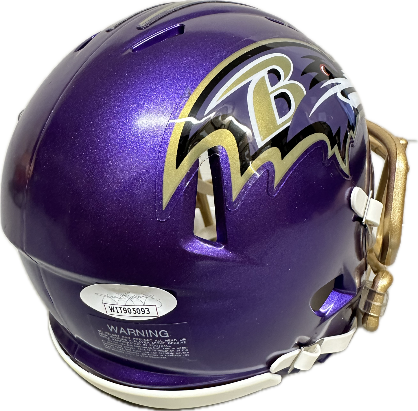 Terrell Suggs Baltimore Purple Signed Mini Football Helmet (JSA)