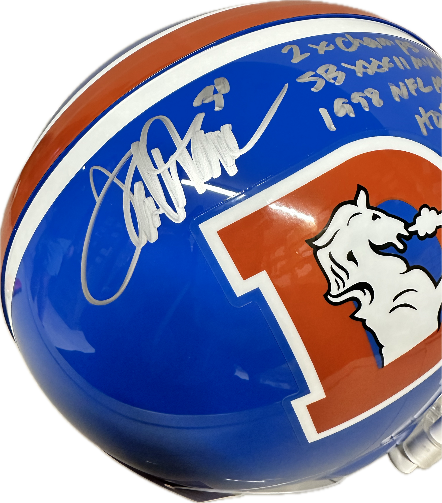 Terrell Davis  HOF  4 Scrpits Denver Full Size Orange Speed Authentic Football Helmet (JSA)