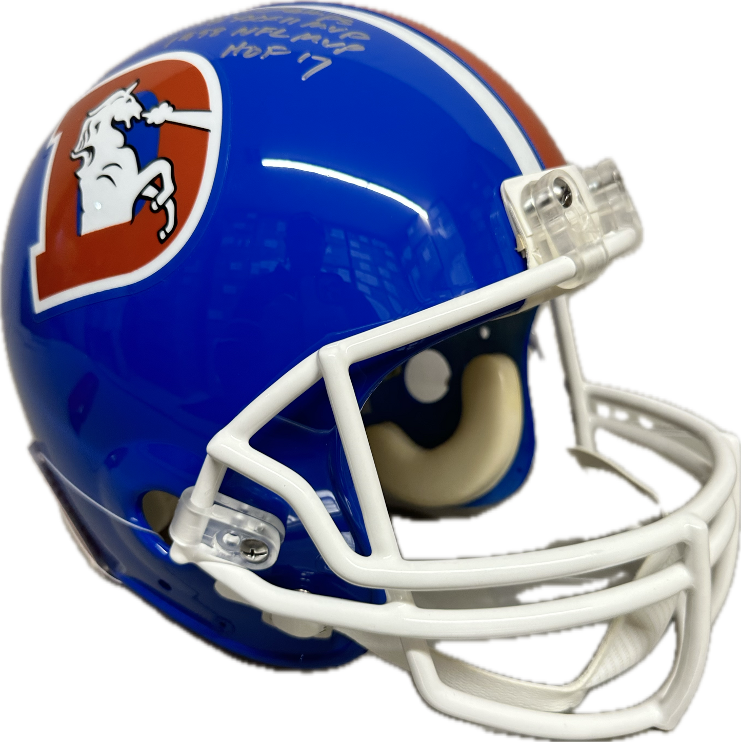 Terrell Davis  HOF  4 Scrpits Denver Full Size Orange Speed Authentic Football Helmet (JSA)