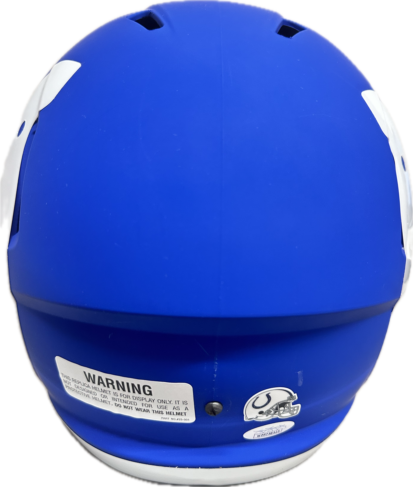 Edgerrin James Full Size Indianapolis Eclipse Blue Speed AMP Football Helmet (JSA) Gold Teeth To Gold Jacket