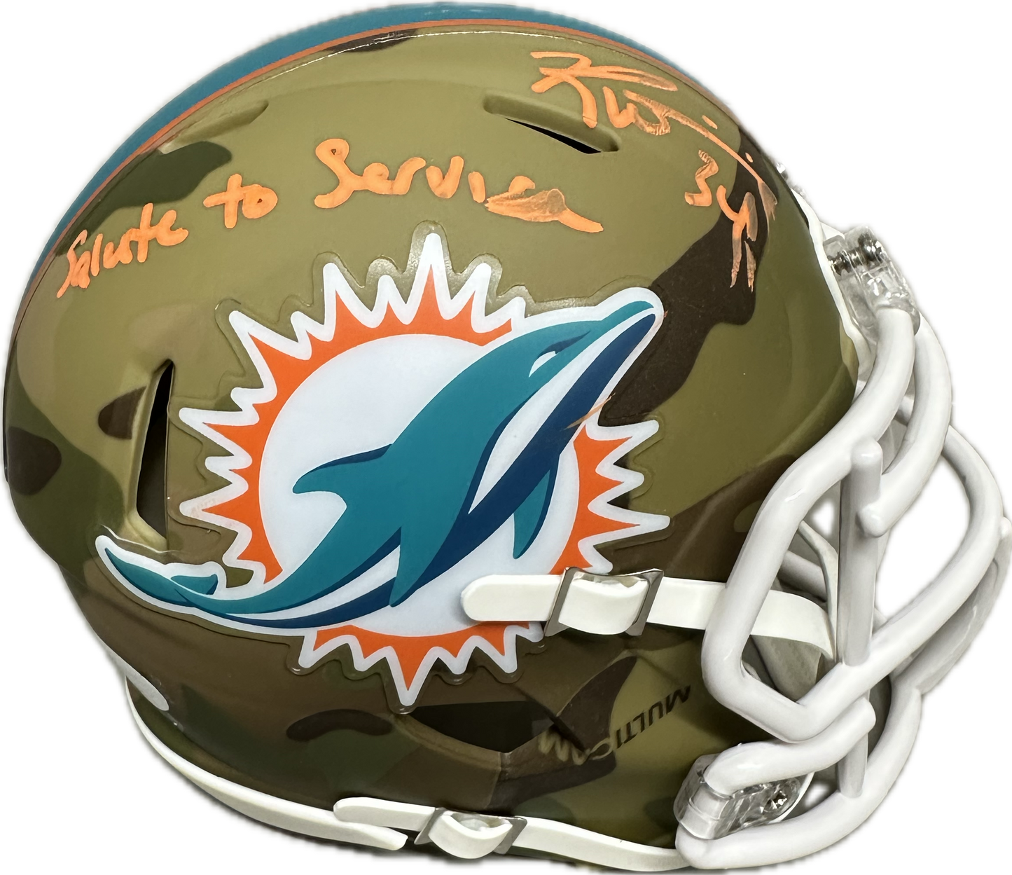 Ricky Williams "Salute to Service" Inscription Miami Signed White Mini Football Helmet (JSA)