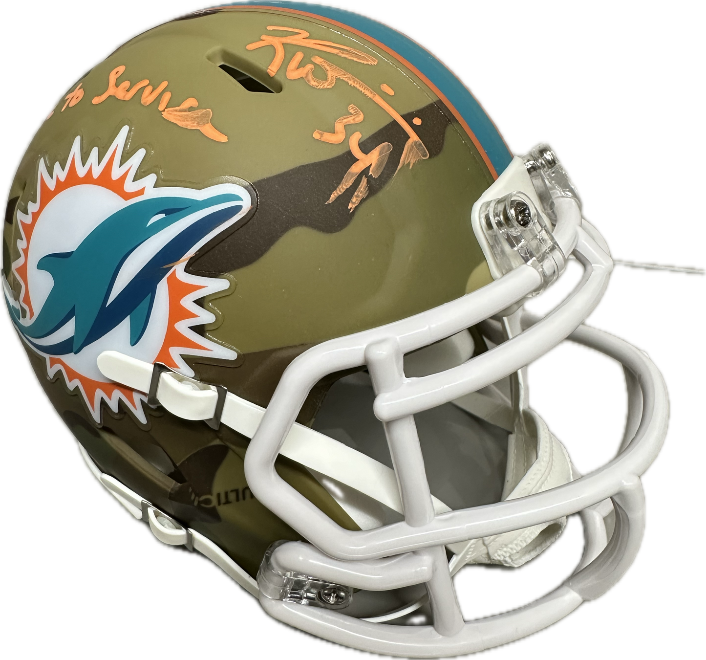 Ricky Williams "Salute to Service" Inscription Miami Signed White Mini Football Helmet (JSA)