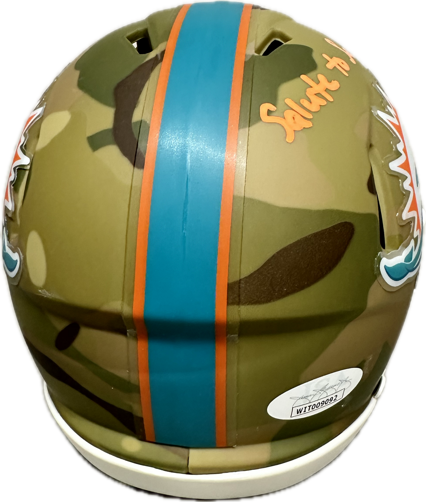 Ricky Williams "Salute to Service" Inscription Miami Signed White Mini Football Helmet (JSA)