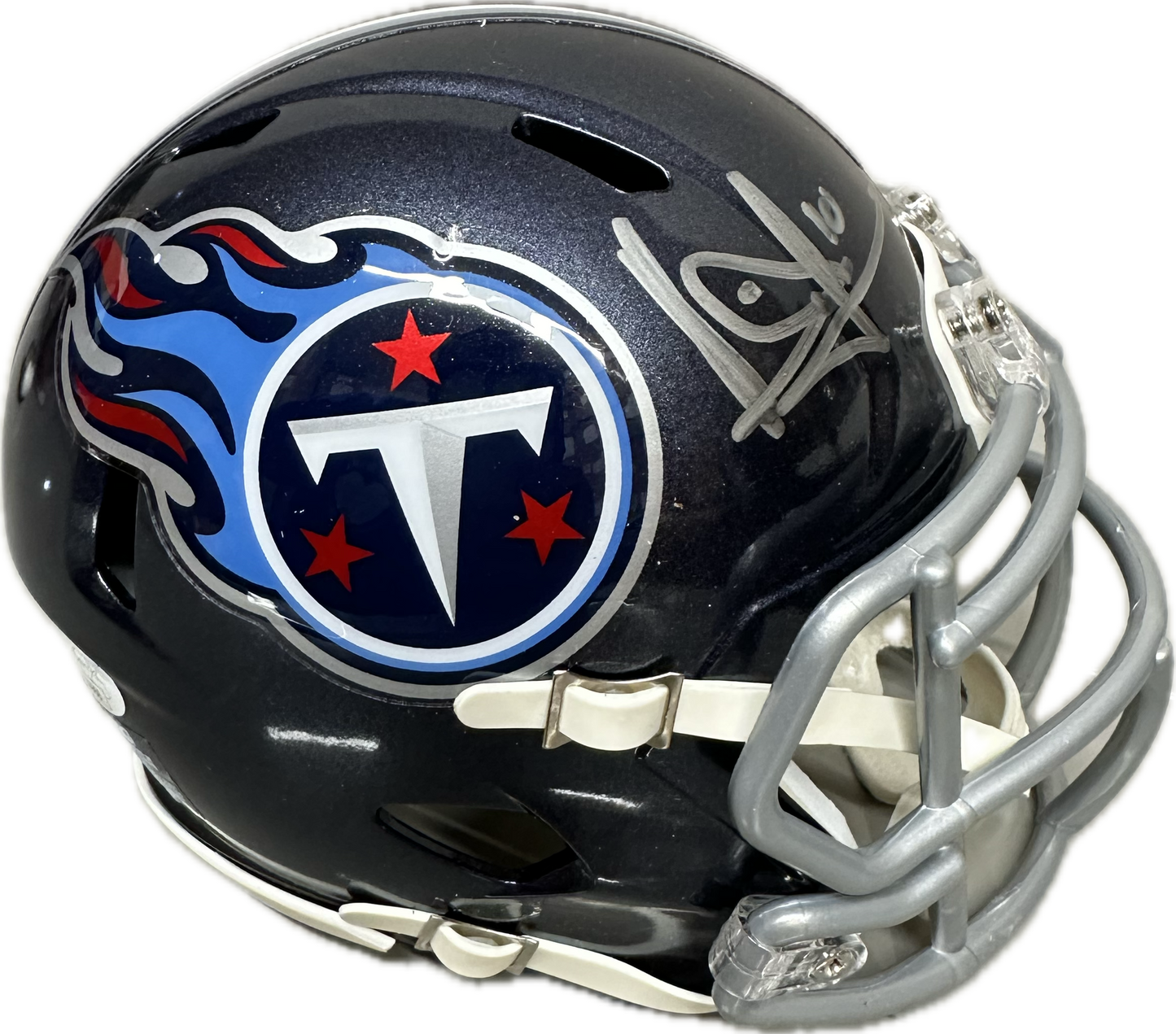 Vince Young Tennessee Blue Signed Mini Speed Football Helmet (PIA)