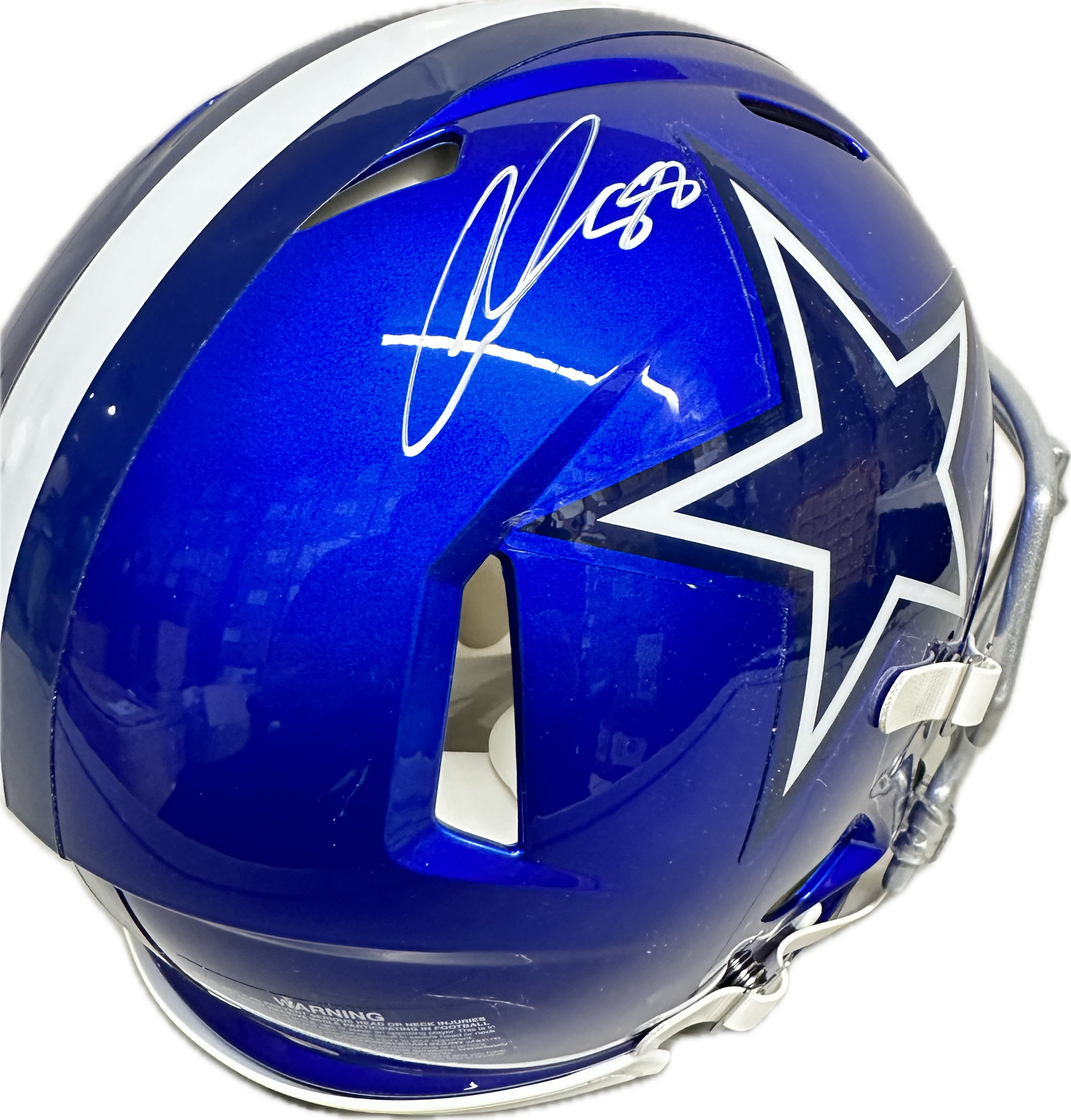 CeeDee Lamb Signed Full Size Blue Helmet Authentic Football Helmet (JSA)