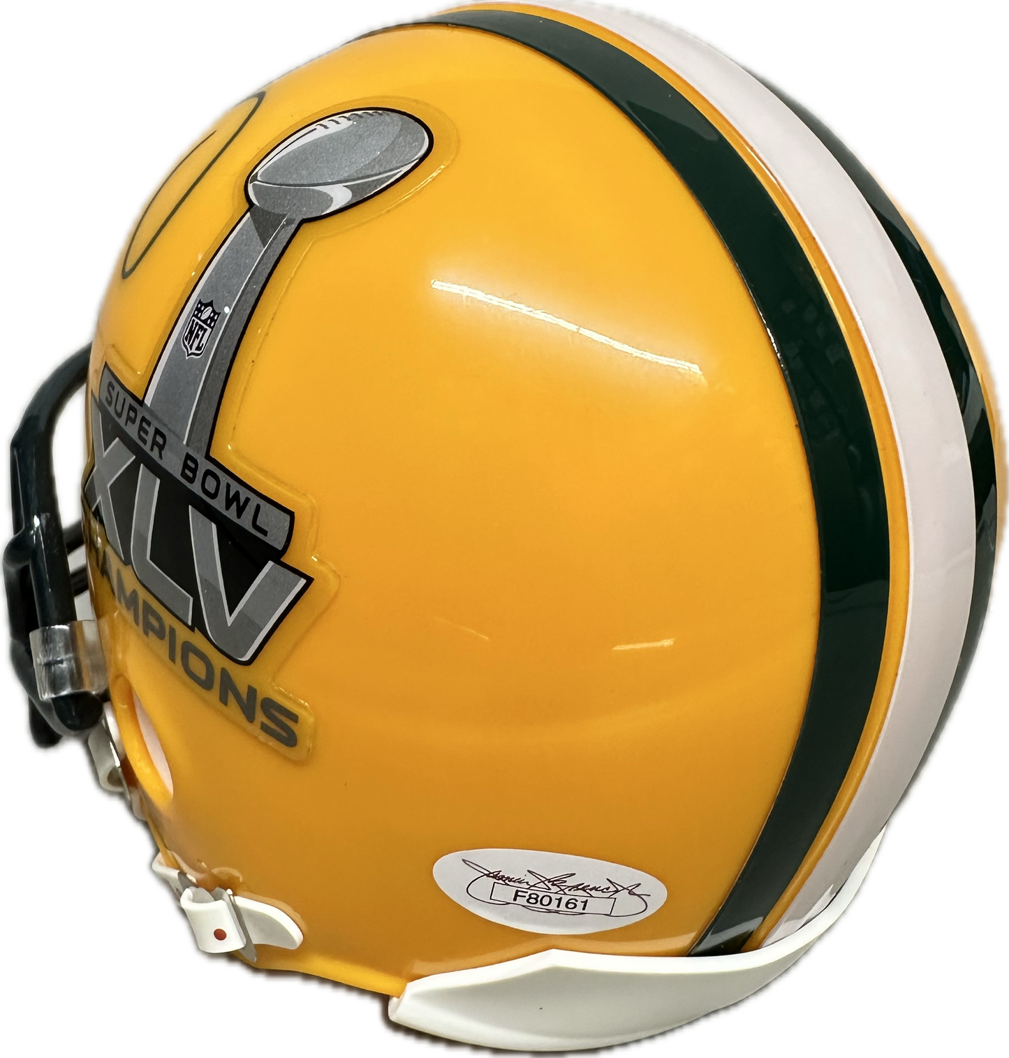 Aaron Rodgers Super Bowl Yellow Green Bay Signed Mini Football Helmet (JSA)