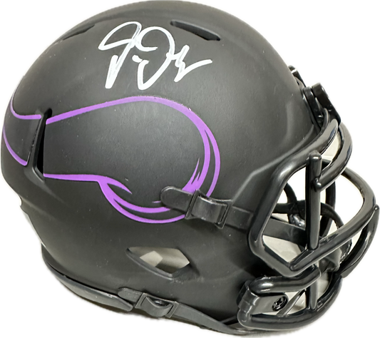 Justin Jefferson Minnesota Puple Signed Mini Football Helmet (JSA)
