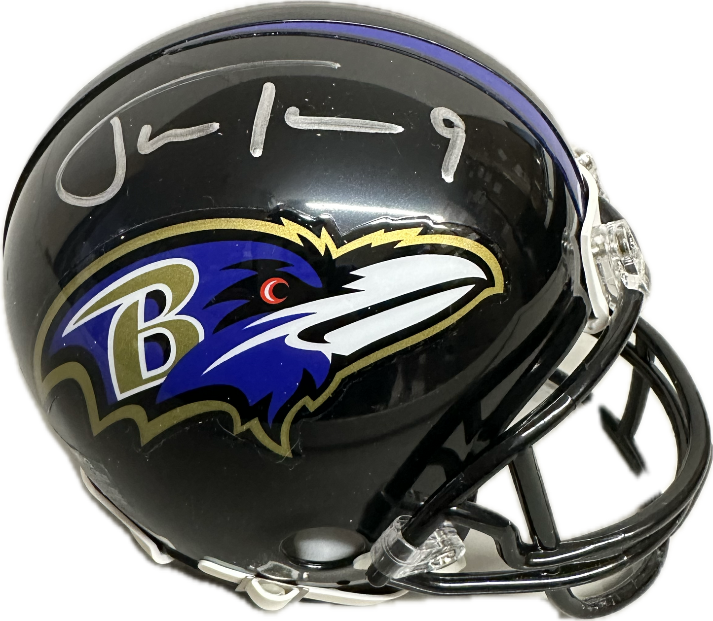 Justin Tucker Baltimore Black Signed Mini Football Helmet (JSA)