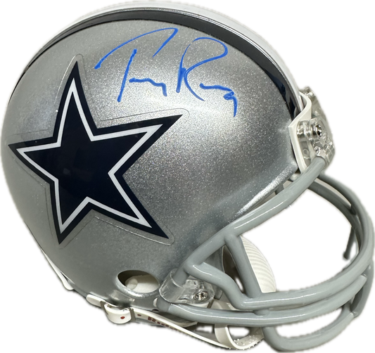 Tony Romo Dallas Grey Signed Mini Football Helmet (JSA)