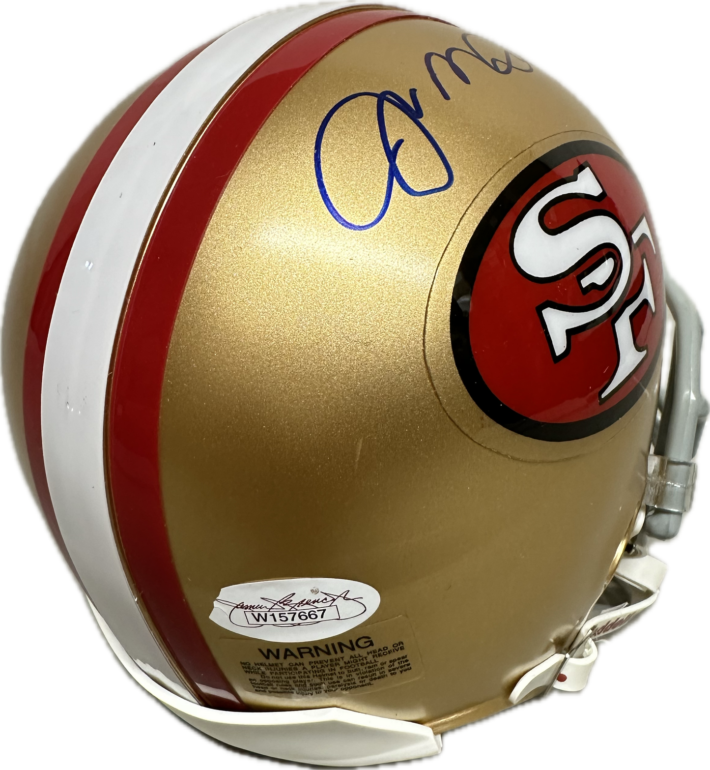 Joe Montana San Franscico Gold Signed Mini Football Helmet (JSA)