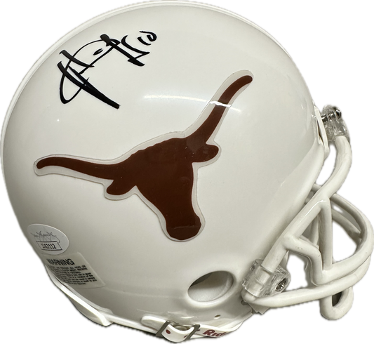 Vince Young Texas Longhorns White Signed Mini Football Helmet (PIA)