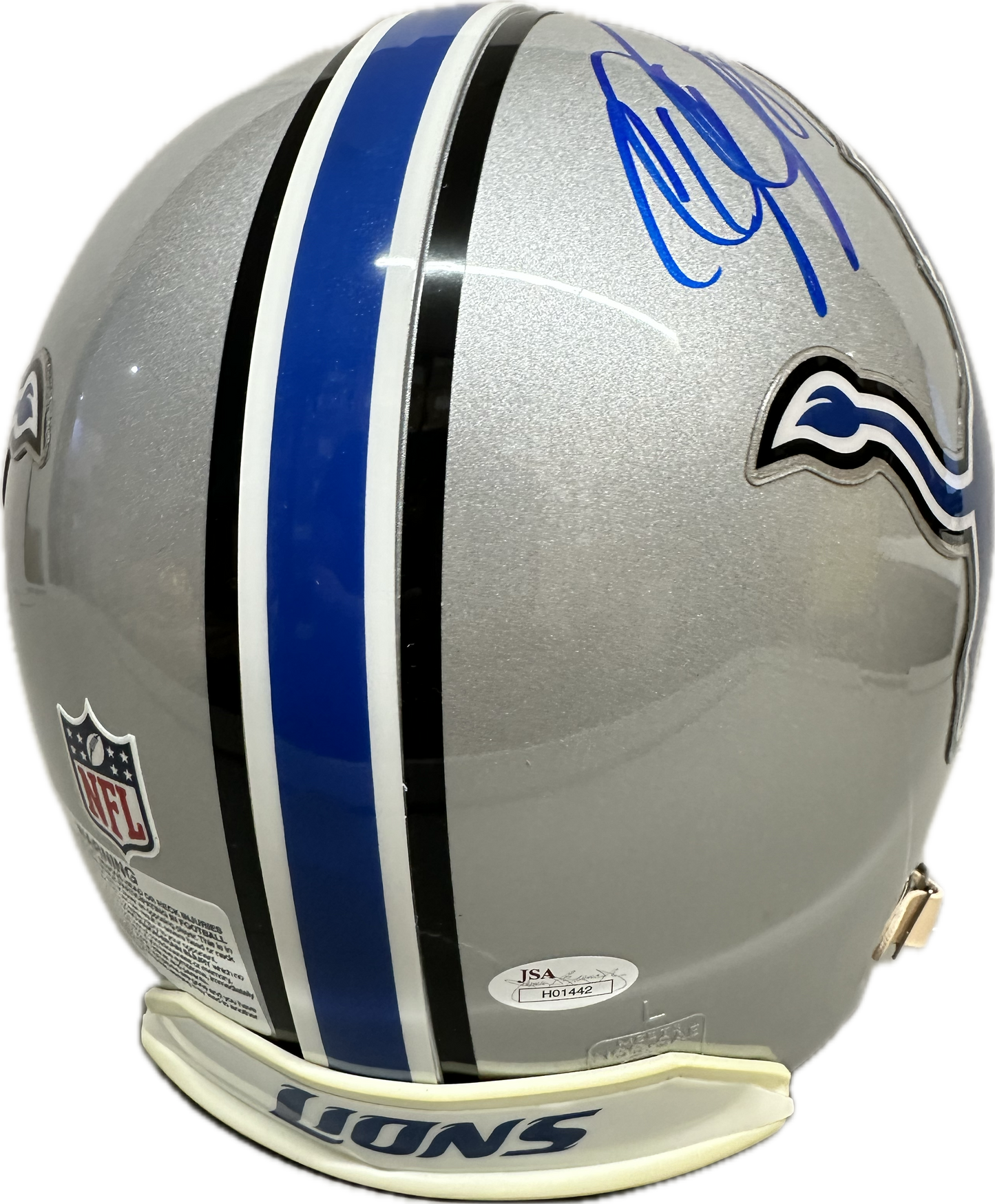 Calvin Johnson Detriot Full Size Grey Speed Football Helmet (JSA)