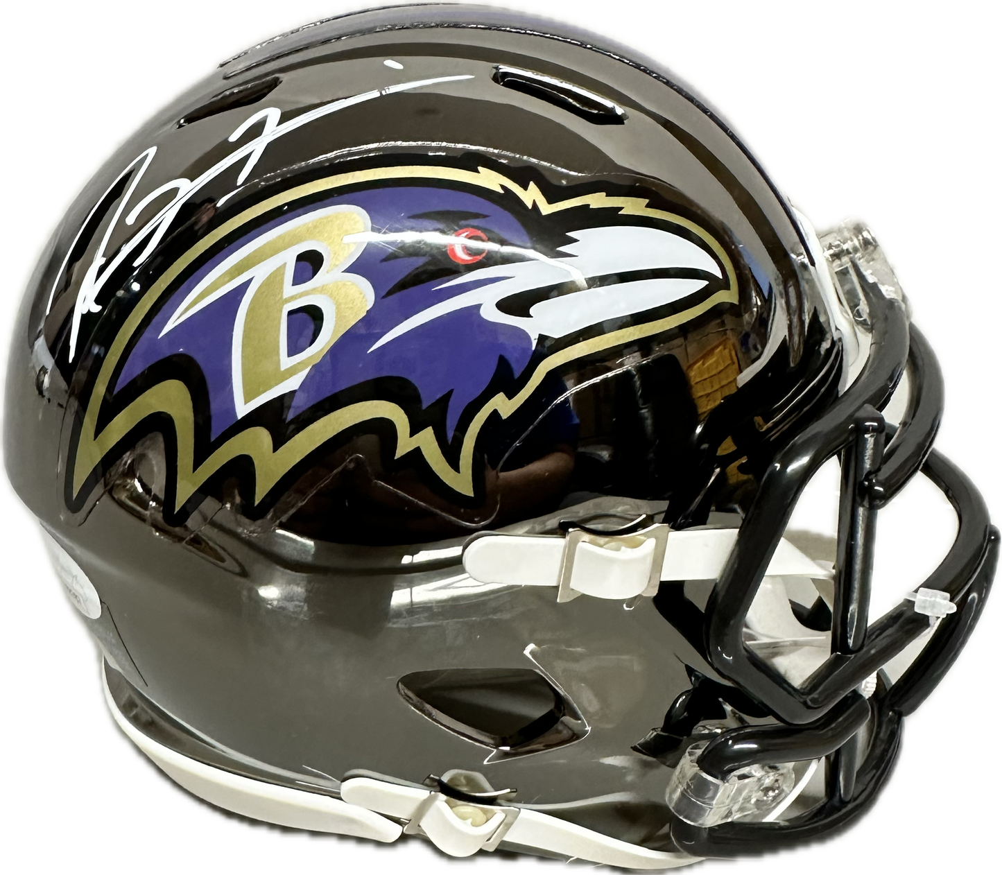 Ray Lewis Baltimore Chrome Speed Mini Football Helmet (JSA)