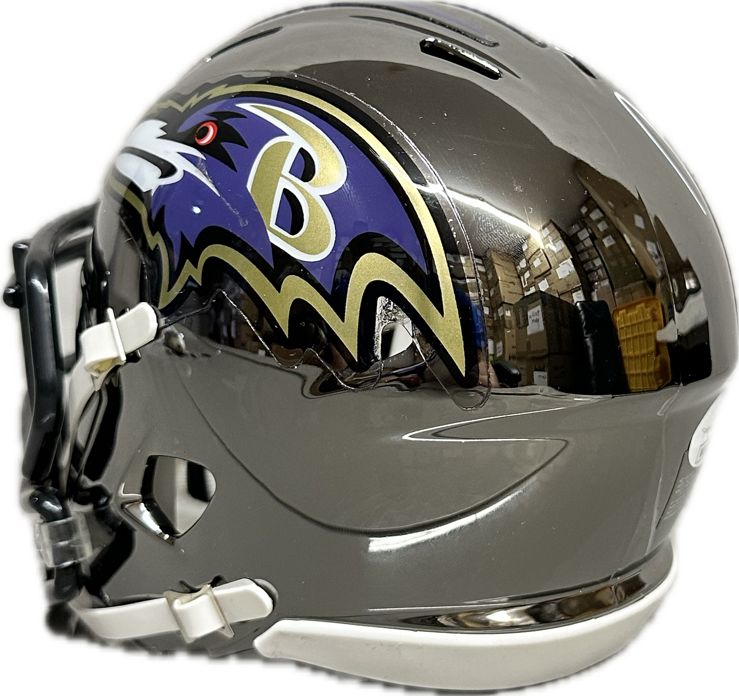 Ray Lewis Baltimore Chrome Speed Mini Football Helmet (JSA)
