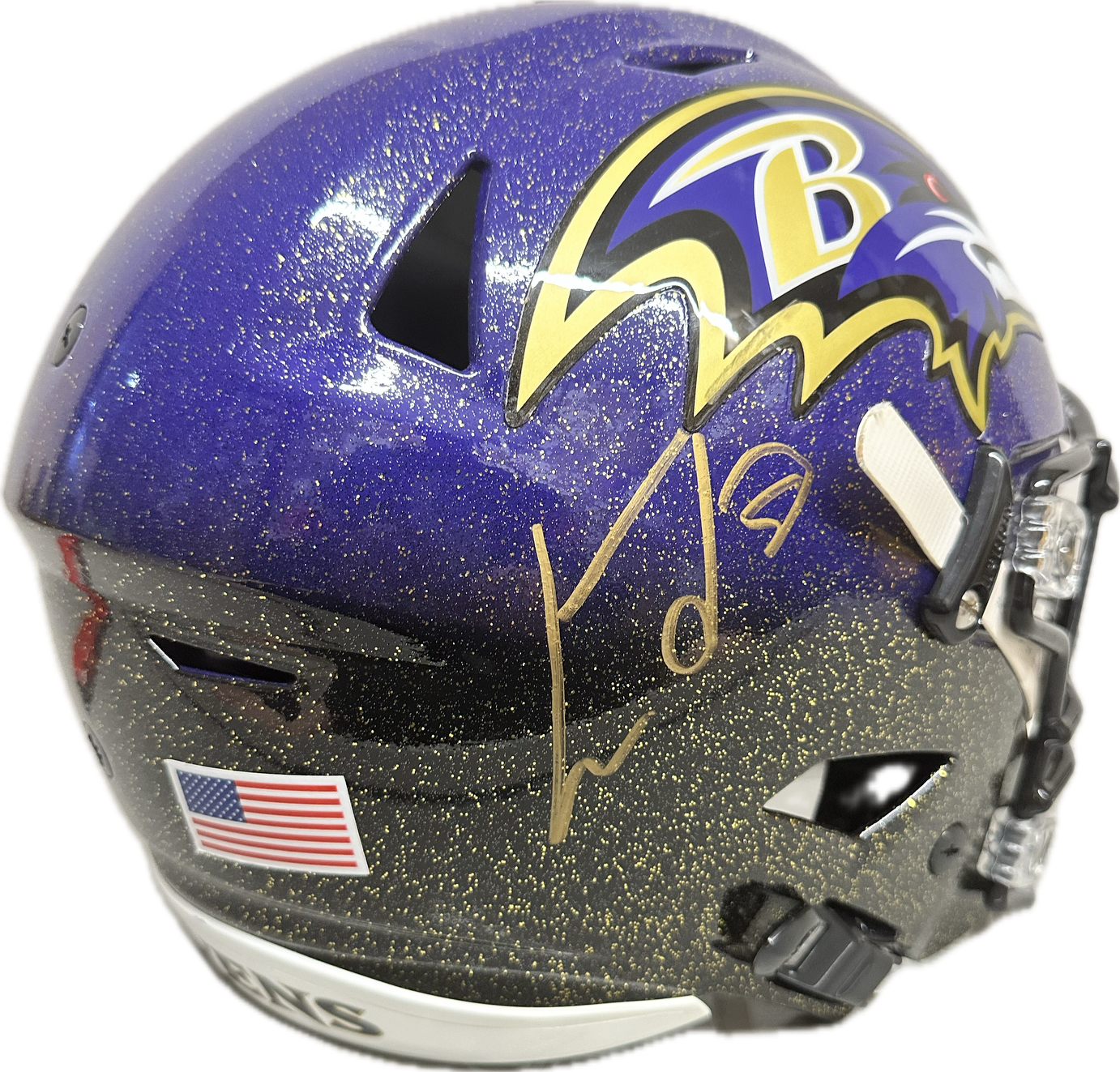Lamar Jackson Signed Full Size Helmet Sparkle Flex Flash Speed Authentic Football Helmet (JSA)