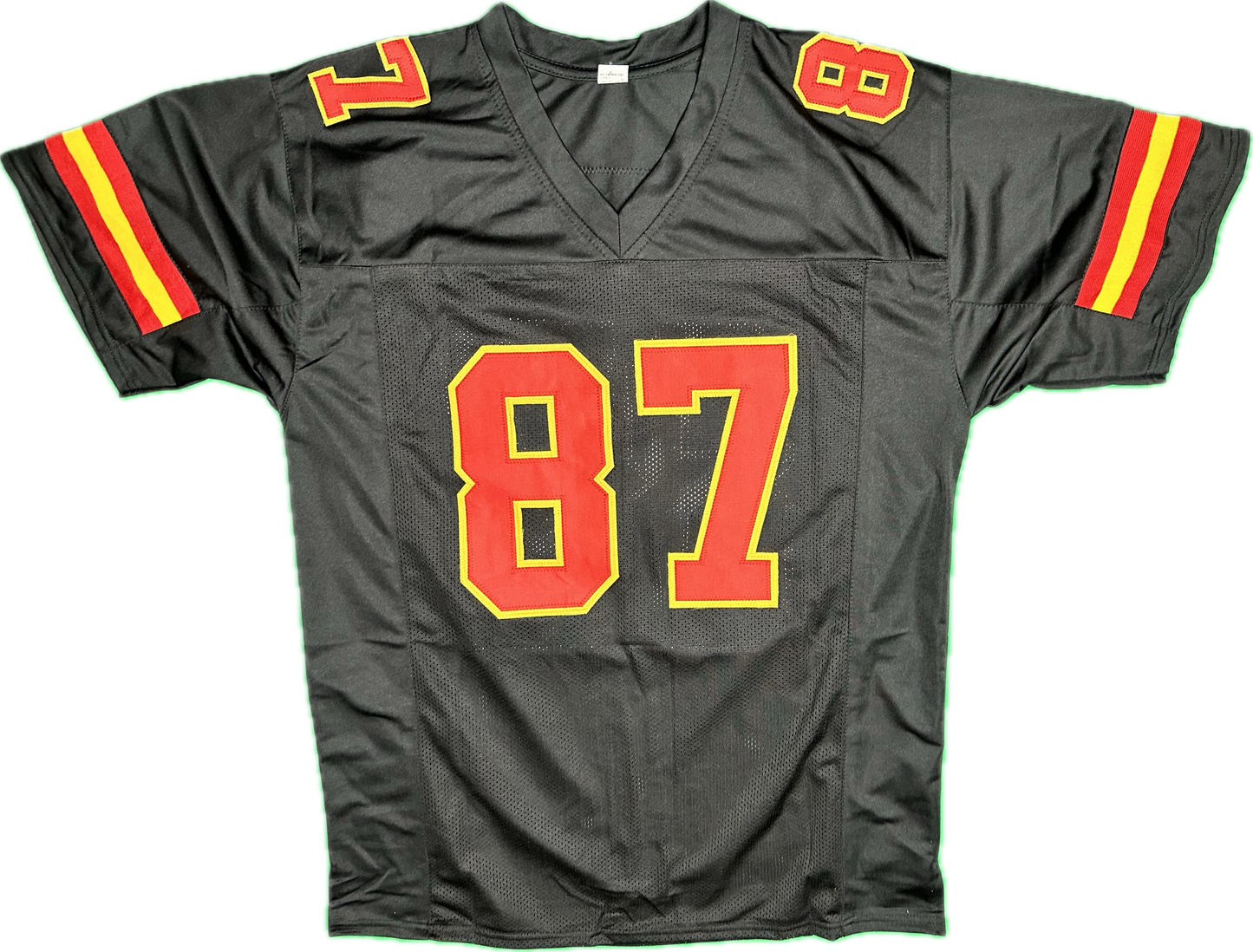 Travis Kelce Custom Kansas City Black Signed Football Jersey (JSA)