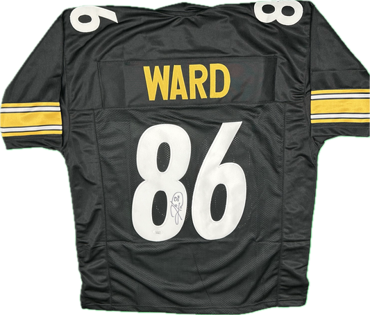 Hines Ward Autographed Custom Pittsburgh Black Football Jersey (JSA)